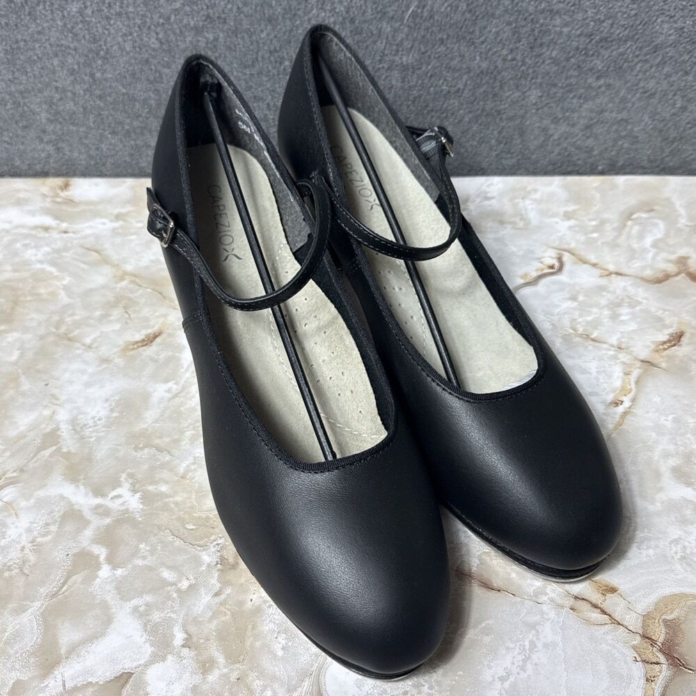 Capezio 561 Tap Jr Footlight Leather Tap Shoe Black Size 9.5M NEW!